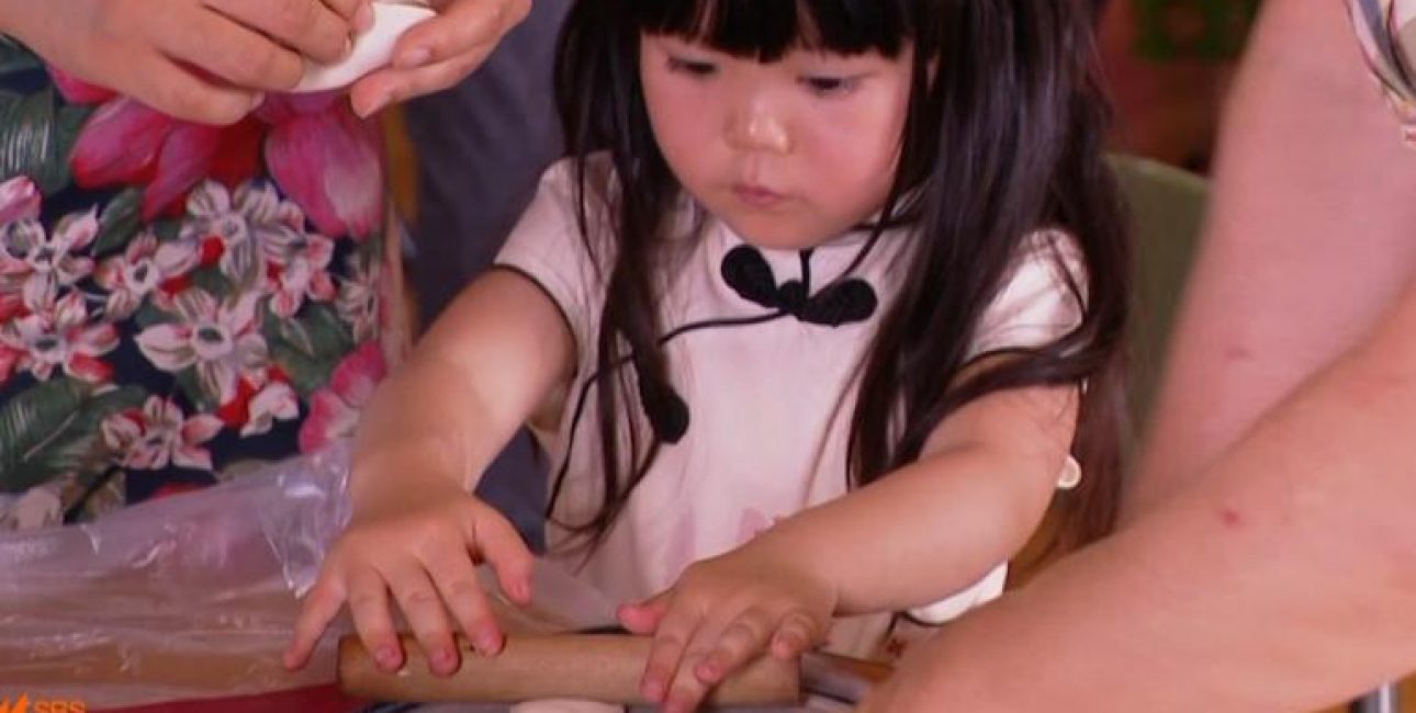 a child making cookies